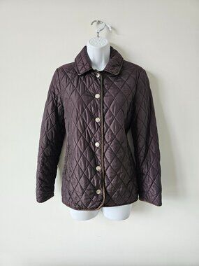 COACH Leatherwear Brown Diamond Quilted Leather Trim Front Button Jacket Size XS